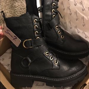 Cardi B Lace-Up Black Combat Boot